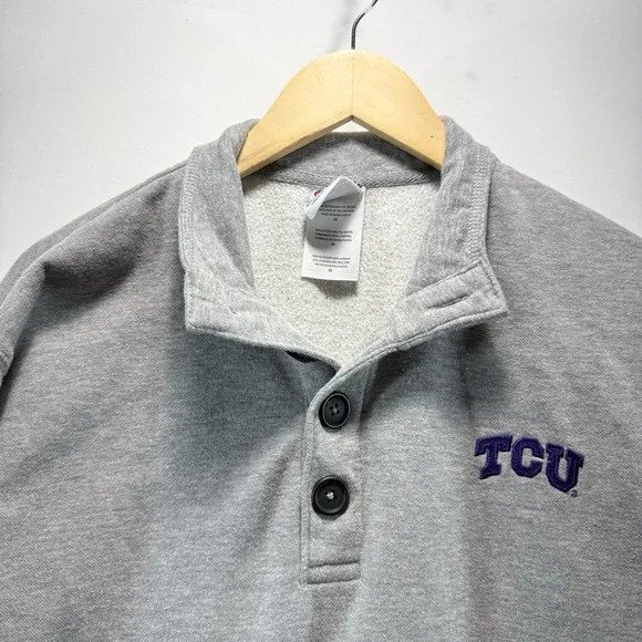TCU Men's M Gray Pullover Horned Frogs Champion Brand - Picture 3 of 10
